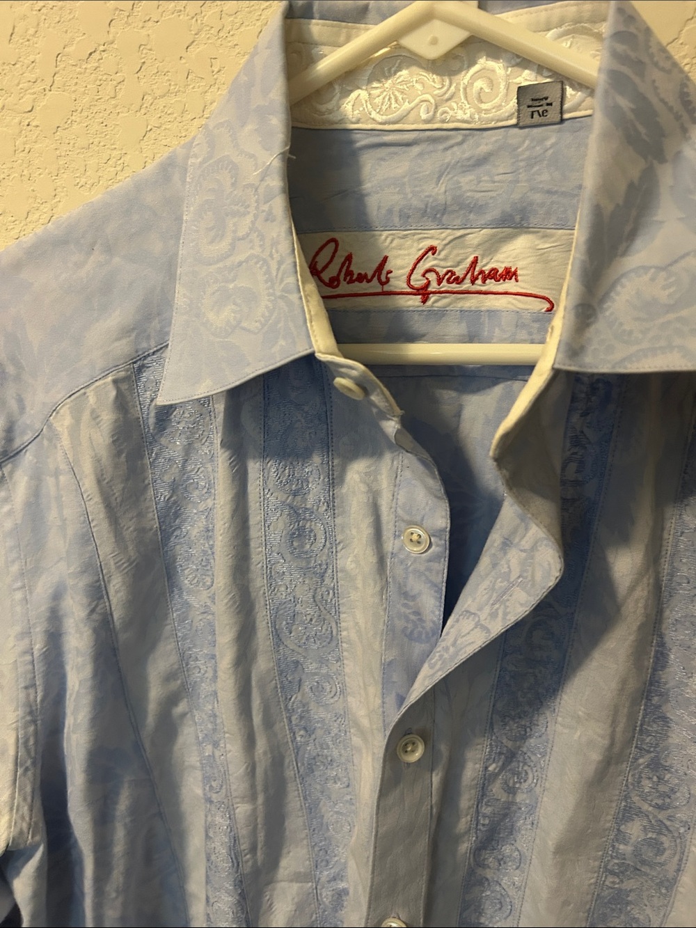 Robert Graham Light Blue Paisley-Stripe Dress Shirt